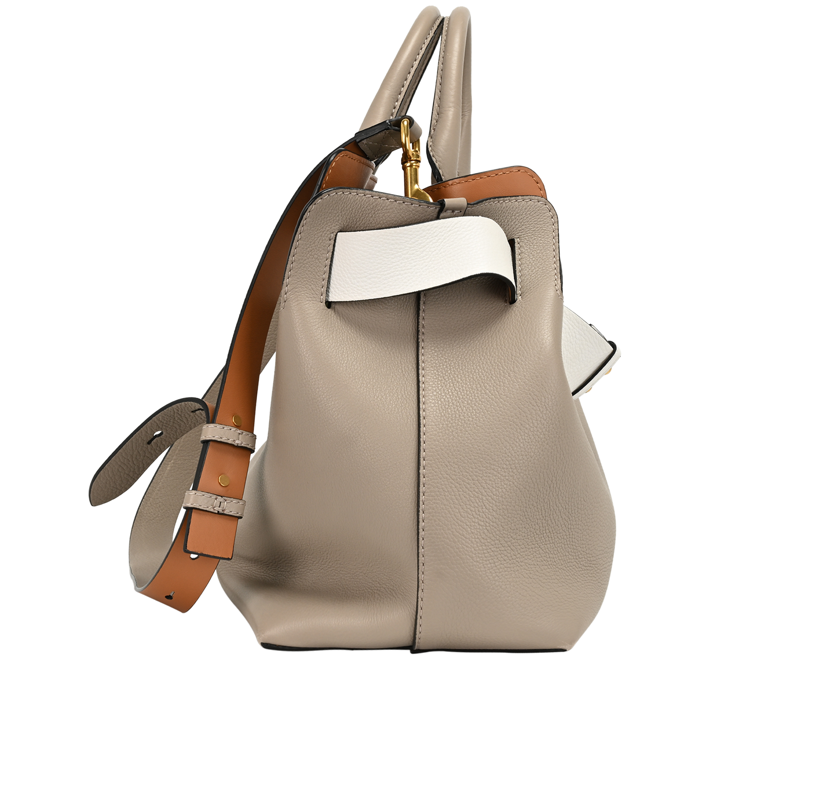 2Way Shoulder Bag, &pound;395, Handbags, Grey, Leather, Side view